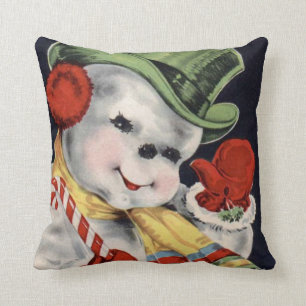 Pillow Hats off you, Vintag Holiday Snowman Kissen