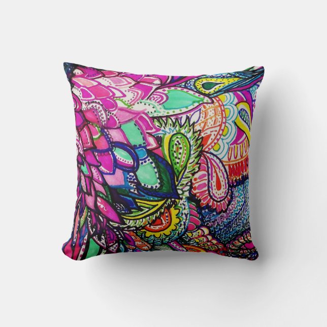Pillow Hummingbird Zen Tangle von Michele Zurück Kissen (Vorderseite)