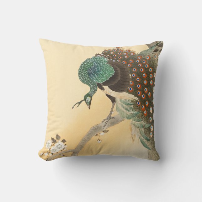 PILLOW JAPANISCHER PEACOCK MIT PERSÖNLICHEM INTIAL KISSEN (Vorderseite)