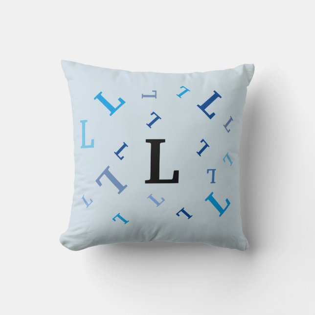 Pillow - Jumbled Letters in Blue Kissen (Vorderseite)
