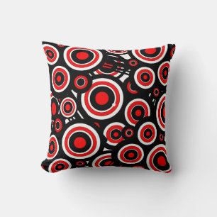 Pillow modernes Schwarzes, Weiß u. Rot mit Kreise Kissen