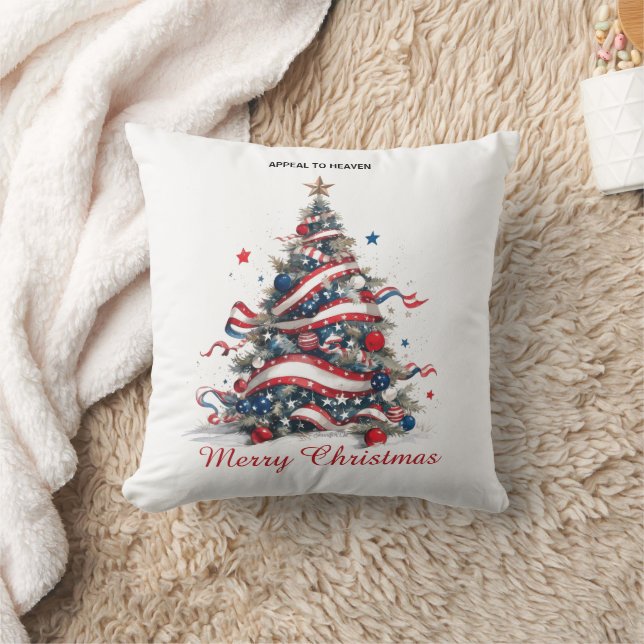 PILLOW: Patriotic Xmas Tree ATH1 with origin ed Kissen (Decke)