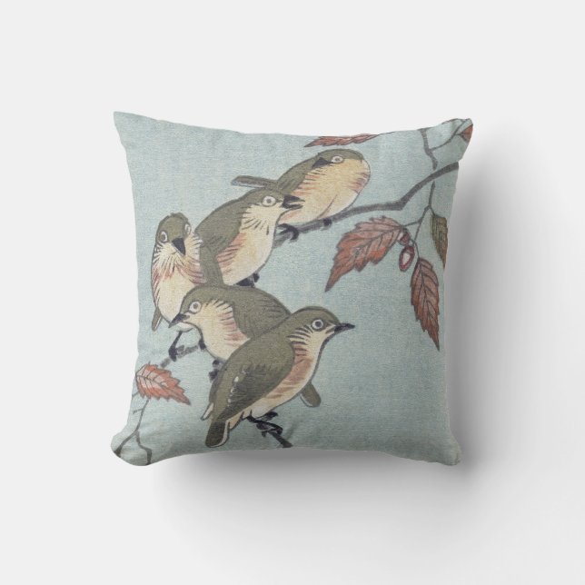 PILLOW PERSÖNLICHE ERSTE JAPANISCHE VÖGEL KISSEN (Vorderseite)