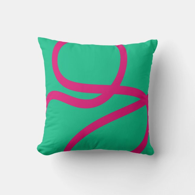 Pillow – Pink Lines on Green Kissen (Vorderseite)
