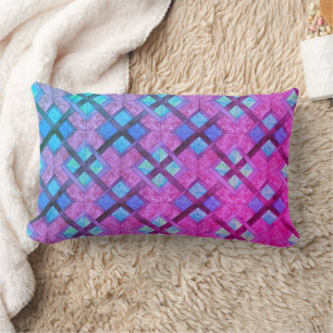 Pillow - Quadrate in Blau und Rosa Lendenkissen
