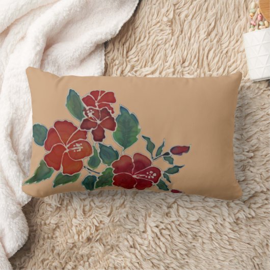 Pillow - Red Hibiskus Blume Lendenkissen (Decke)