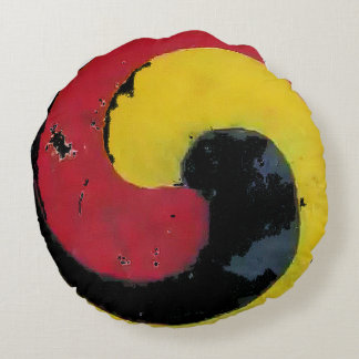 PILLOW ROUND - KOREAN YIN YANG - VINTAG & MODERN RUNDES KISSEN