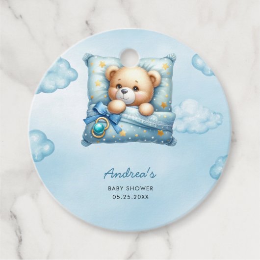 Pillow Teddy Bear Baby Dusche Geschenkanhänger (Vorderseite)