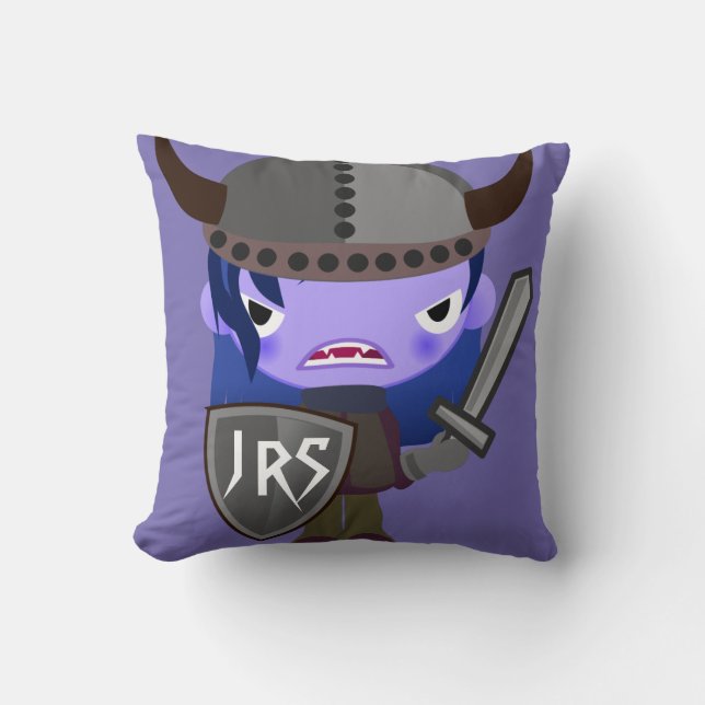 Pillow Vampire Viking Lila Girl Shield Schwert Kissen (Vorderseite)