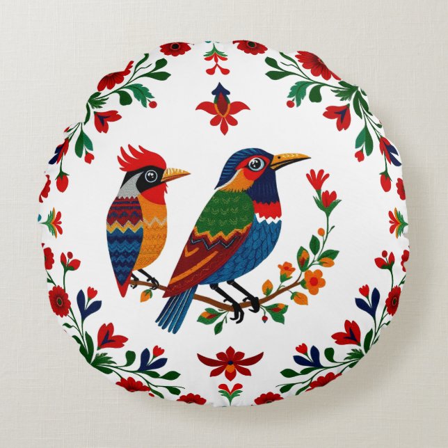 Pillow Vibrant Symmetrical Nature Design Rundes Kissen (Vorderseite)