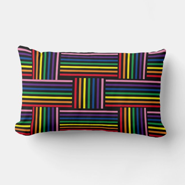 Pillow - Woven Rainbow - farbige Ribbons Lendenkissen (Vorderseite)