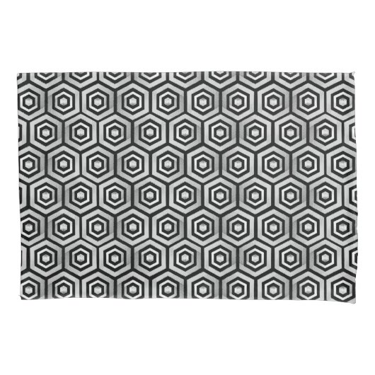 Pillowcase Black White Hexagon Geometric Pattern Kissenbezug (Vorderseite)