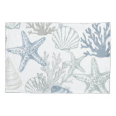Pillowcase Blue Starfish Seashells Coastells Beach Kissenbezug (Rückseite)