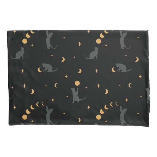 Pillowcase für Katzen und Mond Kissenbezug (Vorderseite)
