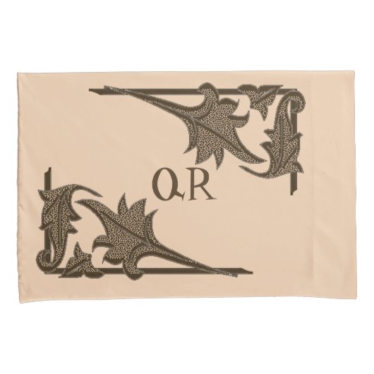 Pillowcase - Leafy Brackets with Initial Kissenbezug (Vorderseite-Rechts)