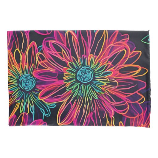 Pillowcase Neonrosa Blume Kissenbezug (Vorderseite)