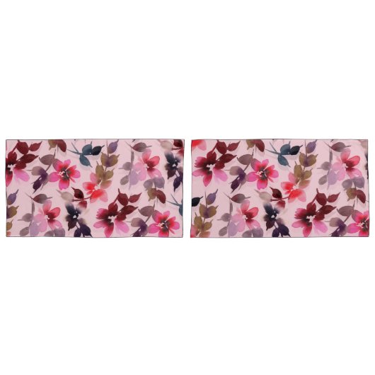 Pillowcases - Blumendruck auf rosa Untergrund Kissenbezug (Vorderseite-Set)