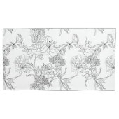 Pillowcases - Schwarz-Weiß-Blumendruck Kissenbezug (Vorderseite-Links)