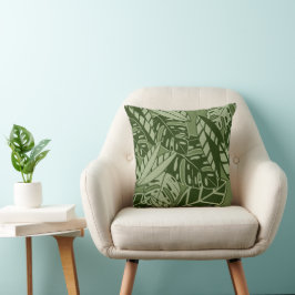 PillowTropical Summer Foliage Texture - Moss Green Kissen