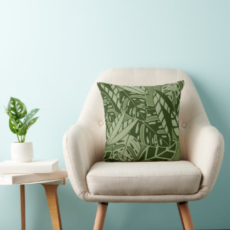 PillowTropical Summer Foliage Texture - Moss Green Kissen
