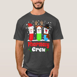 Pills Snowman Reindeer Santa Claus Pharmacy Crew C T-Shirt