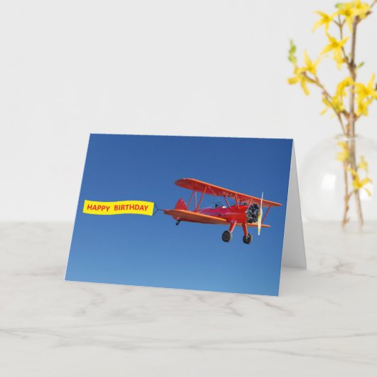 PILOT AIRPLANE BIRTHDAY CARD KARTE (Gelbe Blume)
