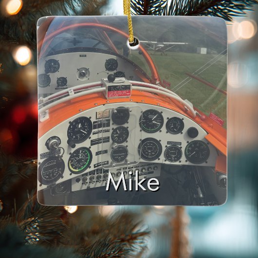 Pilot Airplane cockpit photo Aviation Christmas Keramikornament