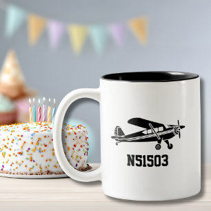 Pilot Aviation Benutzerdefinierte Flugzeugnummer e Zweifarbige Tasse