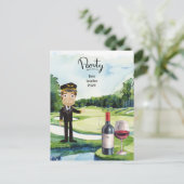 Pilot Aviation Industry Golfer beim Golfball Postkarte (Stehend Vorderseite)