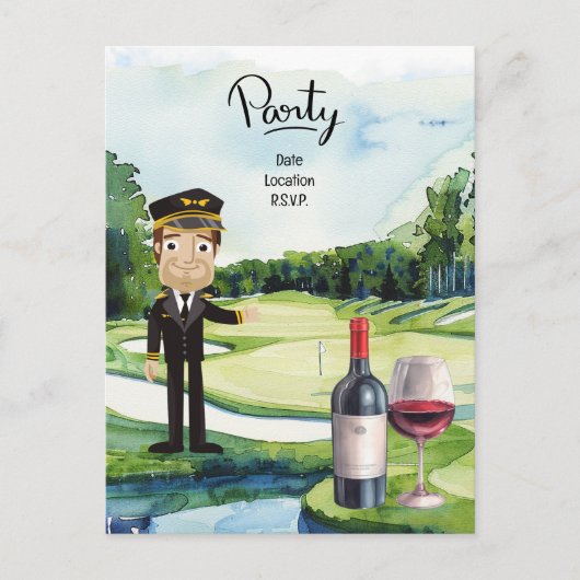 Pilot Aviation Industry Golfer beim Golfball Postkarte (Vorderseite)