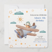 Pilot-Baby für blaue und grüne Waterfarbe Einladung (Vorderseite)