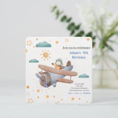 Pilot-Baby für blaue und grüne Waterfarbe Einladung (Stehend Vorderseite)