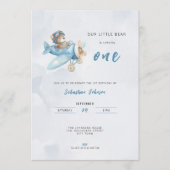 Pilot Bear Airplane 1st Birthday Party Invitation Einladung (Vorderseite)