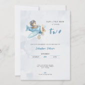 Pilot Bear Airplane 2nd Birthday Party Invitation Einladung (Vorderseite)