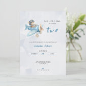 Pilot Bear Airplane 2nd Birthday Party Invitation Einladung (Stehend Vorderseite)