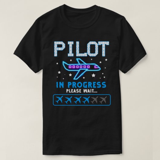 Pilot Bitte warten Geschenk Funny Future Pi warten T-Shirt (Design vorne)