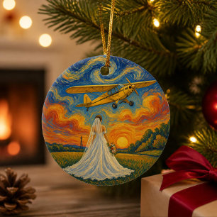 Pilot-Braut Erstes Weihnachten nach der Hochzeit O Keramik Ornament