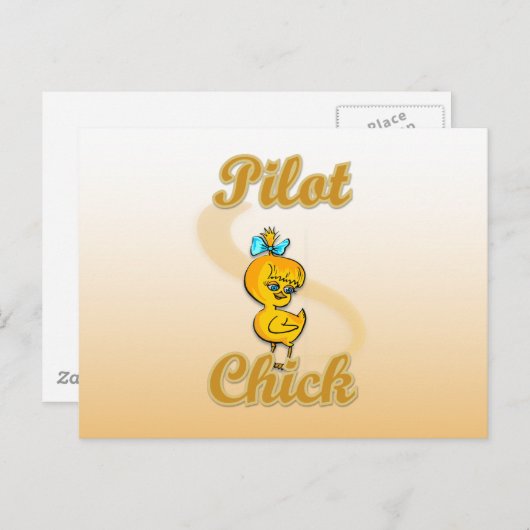 Pilot Chick Postkarte (Vorne/Hinten)