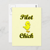 Pilot Chick Postkarte (Vorne/Hinten)