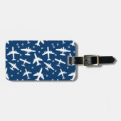 Pilot-Crew-Flugzeuge Muster auf einem Navy Blue Gepäckanhänger (Vorderseite horizontal)