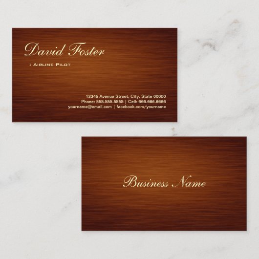 Pilot der Fluggesellschaft - Blick auf Holzkörner Visitenkarte (Vorne/Hinten)