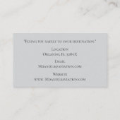 Pilot des Kommerziellen Flugzeugkapitän von Grauwe Visitenkarte (Rückseite)