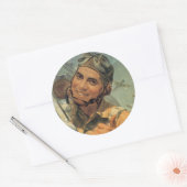 Pilot des Zweiten Weltkriegs Runder Aufkleber (Umschlag)