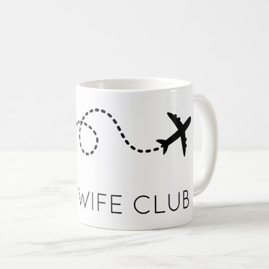PILOT EHEFRAU CLUB Flying Airplane Modernes Schwar Kaffeetasse (VorderseiteRechts)