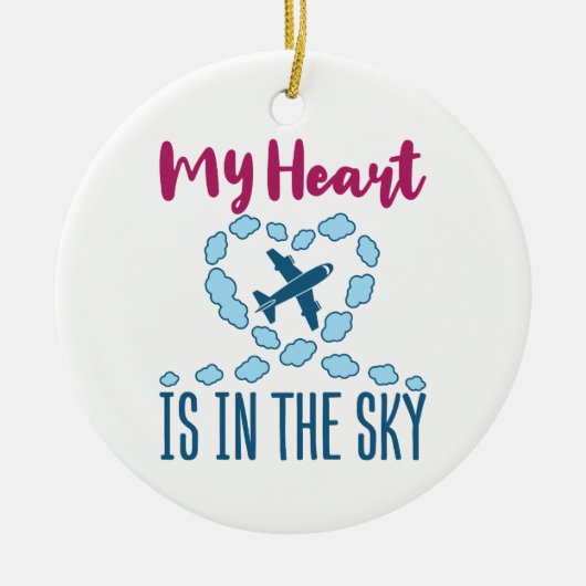 Pilot Ehefrau mein Herz ist im Himmel Keramik Ornament (Vorne)