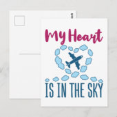Pilot Ehefrau mein Herz ist im Himmel Postkarte (Vorne/Hinten)