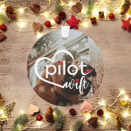 Pilot Ehefrau Typografie Herz & Flugzeug, Niedlich Ornament