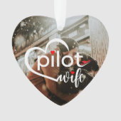 Pilot Ehefrau Typografie Herz & Flugzeug, Niedlich Ornament (Vorderseite)