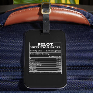 Pilot Ernährungsfakten – Lustiges Aviatik-Geschenk Gepäckanhänger