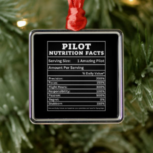 Pilot Ernährungsfakten – Lustiges Aviatik-Geschenk Ornament Aus Metall